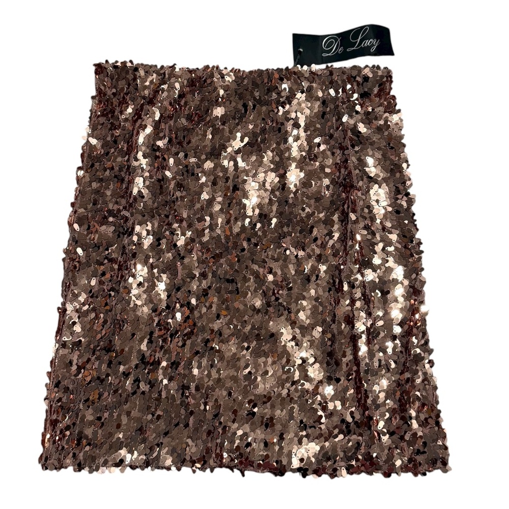 De Lacy Rose Gold Pink Sequin Skirt Size Small New with Tag